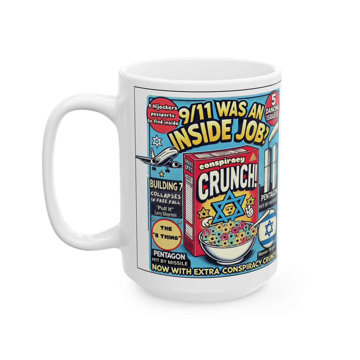 9/11 Conspiracy Crunch Ceramic Mug, (15oz)