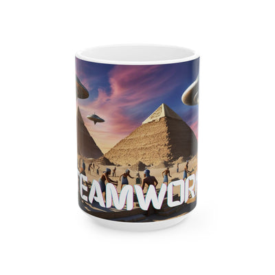 "Teamwork" Ceramic Controversial Cup, (15oz)