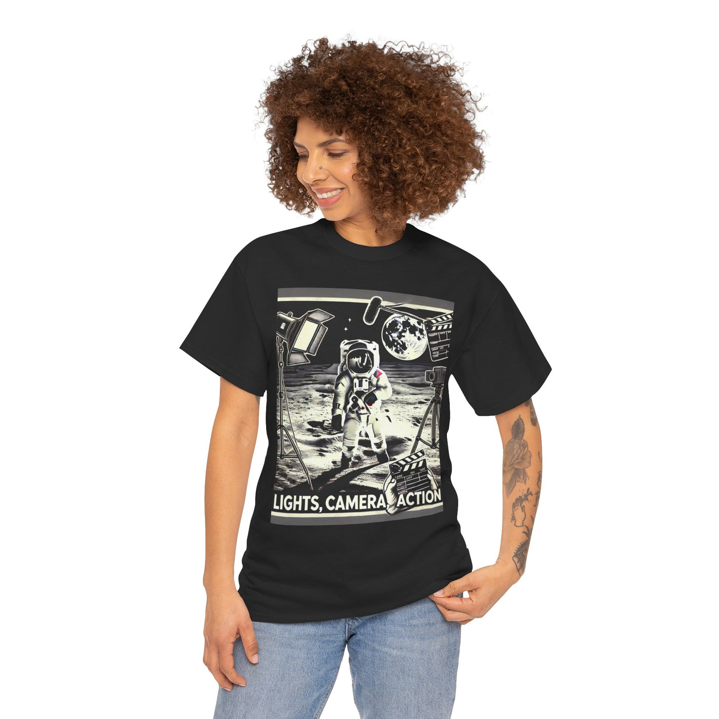 Lights , Camera, Action. Moon Landing.  T-Shirt