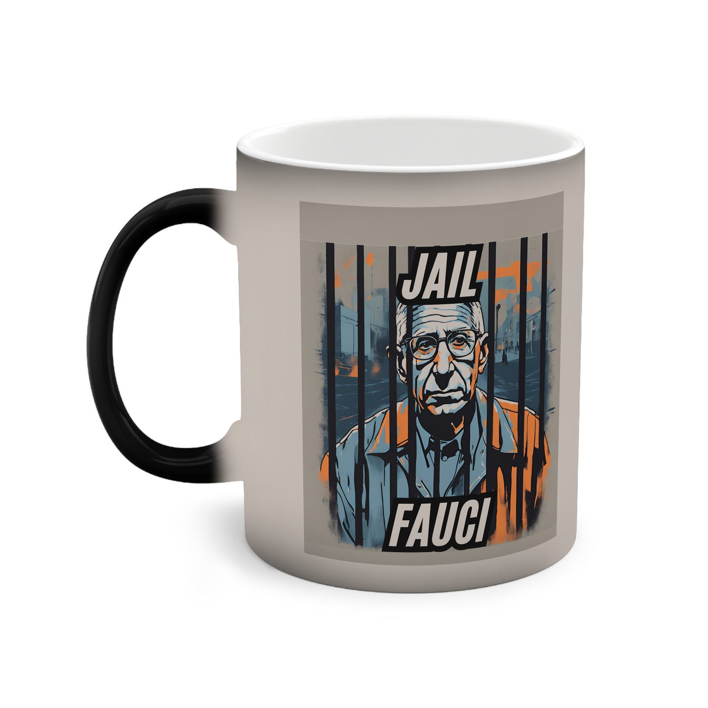 Jail Fauci.  Ceramic Colour Changing Controversial Cup, (15oz)