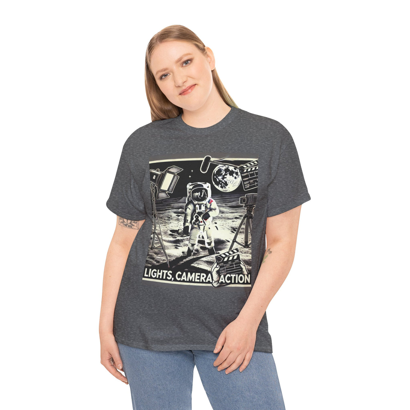 Lights , Camera, Action. Moon Landing.  T-Shirt