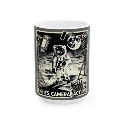 Lights, Camera, Action. Moon Landing. Ceramic Controversial Cup, (11oz, 15oz)